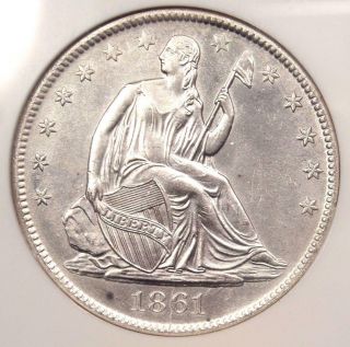 1861 - O Csa Seated Liberty Half Dollar 50c W - 13,  Ss Republic.  Ngc Unc A,  Box