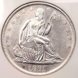 1861 - O CSA Seated Liberty Half Dollar 50C W - 13,  SS Republic.  NGC UNC A,  Box 4