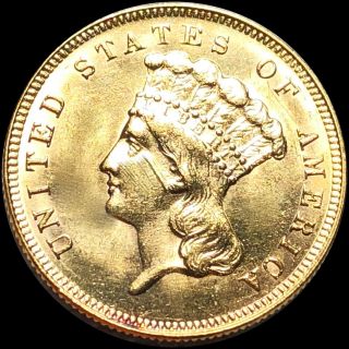 1889 $3 Gold Three Dollar Very Uncirculated Shiny Lustrous Collectible Coin