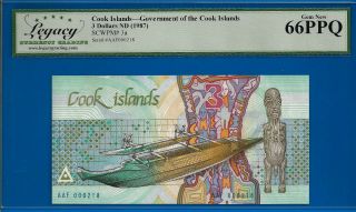 Cook Islands 3 Dollars Nd (1987) P.  3a Gem