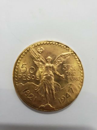 1947 Mexico Gold 50 Pesos - Bu - 1.  2056 Oz.  37.  5grams Centenario