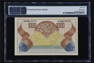 1952 Indonesia Bank Replacement/Star 1000 Rupiah Pick 48 PMG 66 EPQUNC 2
