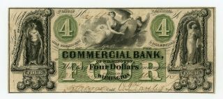 1859 $4 The Commercial Bank Of Wilmington,  North Carolina Note