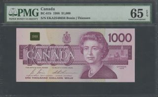 Canada Bc - 61b $1,  000 1988 Pmg Gem Unc " 65 " Epq Wl9127