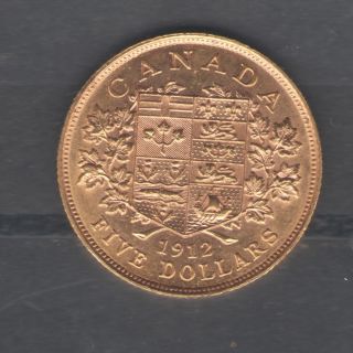 Canadian Gold Coins 1912 $5