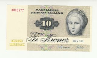 Denmark 10 Kroner 1977 Unc @