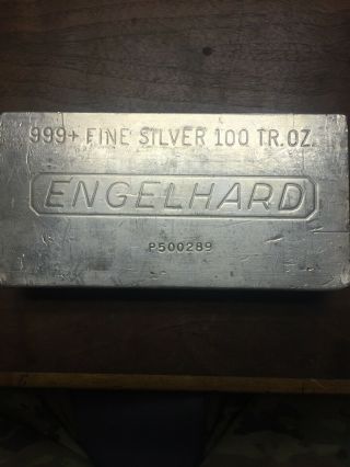 Engelhard 100 Oz Ounce Troy.  999,  Fine Silver Bar With Serial Number