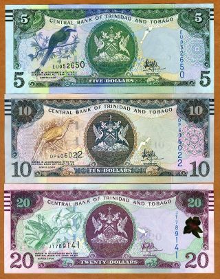 Set Trinidad And Tobago,  5;10;20 Dollars,  2006 (2017),  P -,  Sig.  Unc