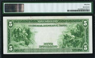 Fr.  851c $5 1914 Federal Reserve Note PMG About Uncirculated 55. 2