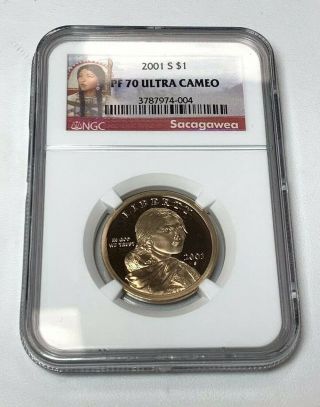 2001 - S Sacagawea $1 Ngc Pf 70 Ultra Cameo