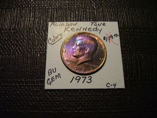 Rainbow Tone Gold Colors 1973 Kennedy BU Gem Half Dollar C - 4 2
