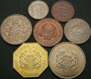 Sierra Leone 1/2,  1,  5,  10,  20,  50 Cents,  1 Leone 1964 - 7 Coins - 665 ¤