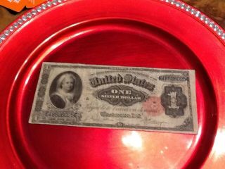 1891 Martha Washington 1$ Silver Certificate,  Large Note,  Small Red Seal,