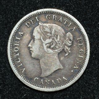 A Canada 1858 5 Cents Silver Sm Date Vf 1st Yr Victoria Half Dime Sd Coin