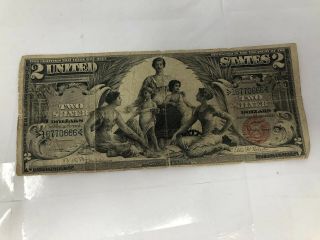 Fr.  247 1896 $2 Two Dollars “educational” Silver Certificate Currency Note