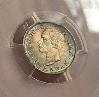 Sarawak 5 Cents 1915 H Pcgs Ms65,  Extremely Rare