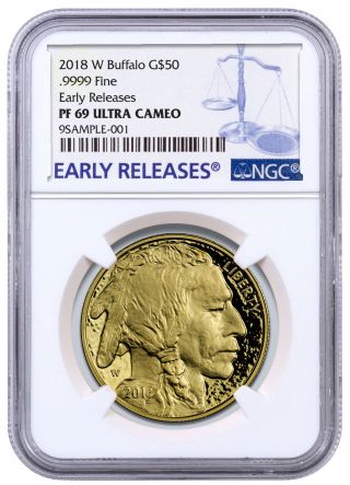 2018 - W 1 Oz Gold Buffalo Proof $50 Coin Ngc Pf69 Uc Er Sku53728