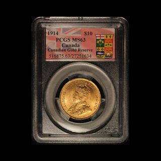 1914 $10 Bank Of Canada Gold Hoard Pcgs Ms 63 - Usa