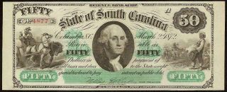 LARGE 1872 $50 DOLLAR BILL SOUTH CAROLINA NOTE BIG CURRENCY OLD PAPER MONEY UNC 5