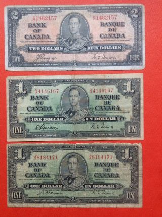 1937 Bank Of Canada 1 Dollar Bank Note Osborne Rare Signature Incl 2 Others