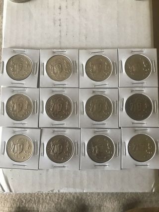 (20) 1948 Mexico Silver 5 Pesos Cuauhtemoc Unc Roll,  12 Silver Cuauhtémoc 50 Cents