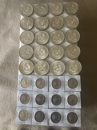(20) 1948 mexico silver 5 pesos cuauhtemoc Unc Roll,  12 Silver Cuauhtémoc 50 Cents 6