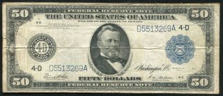 Fr.  1039a 1914 $50 Fifty Dollars Large Size Federal Reserve Note