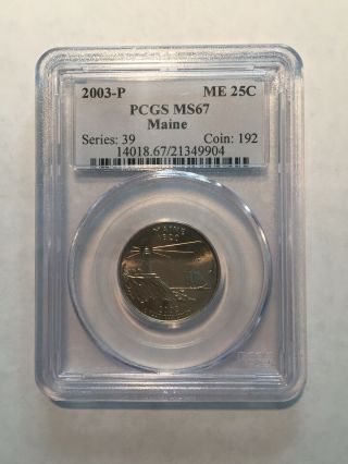 2003 - P Maine State Quarter Pcgs Ms67 Blue Holder