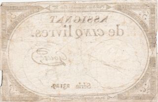 5 LIVRES FINE BANKNOTE FROM FRENCH REVOLUTION 1793 PICK - A76 2