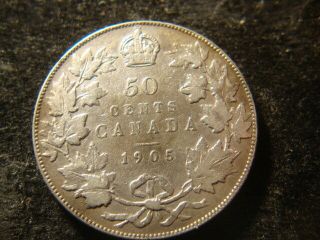1905 F VF Sharp Canada Fifty Cents 50 Cent Coin Superior Quality 2