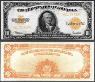 1922 $10 Gold Certificate Crisp Almost Uncirculated