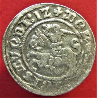 Silver Medieval Coin Sigismund I (1506 - 1548) 1/2 Grosch 1512 Poland,  Lithuania
