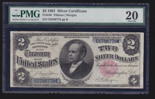 Us 1891 $2 Windom Silver Certificate Fr 246 Pmg 20 Vf (- 778)