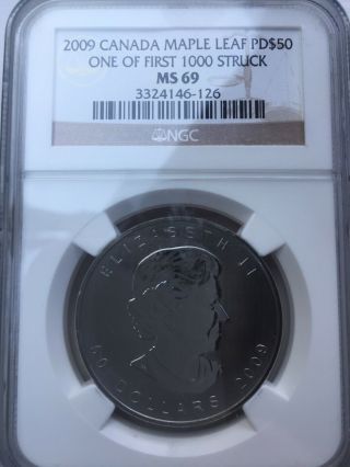 Palladium Ngc 2009 $50 Canada Maple Leaf Coin 1oz Ms69/first Strike