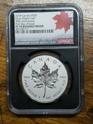2018 Canada 1 Oz Silver Maple Leaf Incuse Reverse Proof $20 Ngc Pf70