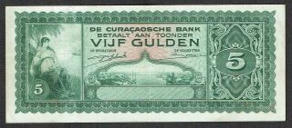Curacao 5 Gulden 1943 Vf/xf Netherlands Antilles Nederlandse Antillen P25 413155