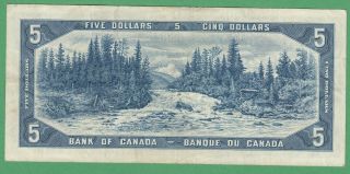1954 Bank of Canada $5 Dollar Note - Beattie/Rasminsky - L/S6486557 - VF 2