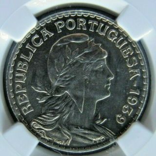 Portugal 1 Escudo 1939 Ngc Ms 64.  Key Date In Exceptional.
