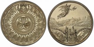 Switzerland.  Schwyz Canton.  1891 Ar Medal.  Pcgs Sp64 Schweizer Medaillen 44 O/s