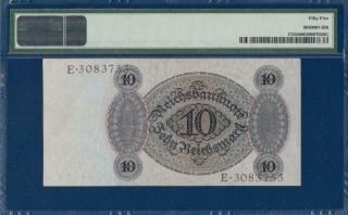 GERMANY 10 Reichsmark 1924 P175 PMG 55 abt.  UNC Reichsbanknote Deutschland 2