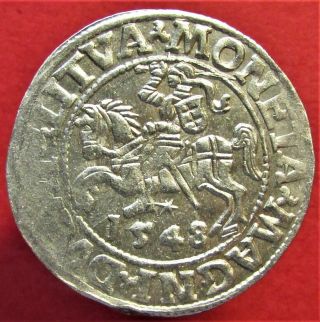 Silver Medieval Coin Poland Lithuania 1/2 Grosch 1548