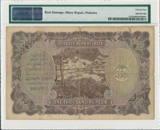 Reserve Bank India 1000 Rupees 1937 Calcutta PMG 25 2