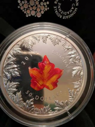 2016 Canada Autumn Radiance Murano Glass Maple Leaf 5 oz Silver Coin 1905 5