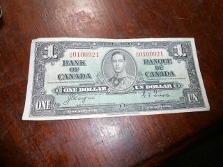 Bank Of Canada 1937 1 Dollar Bill Nicer Note