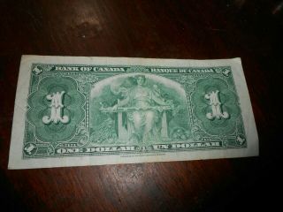 BANK OF CANADA 1937 1 DOLLAR BILL NICER NOTE 2