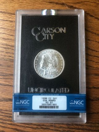 Rare 1890 Cc S$1 Gsa Hoard Ms62 Morgan Uncirculated Silver Dollar.  Coin
