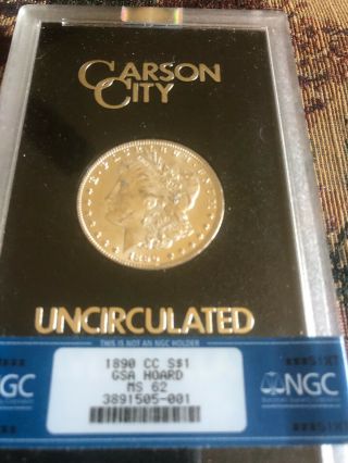 Rare 1890 CC S$1 GSA HOARD MS62 Morgan UNCIRCULATED Silver Dollar.  Coin 2