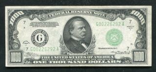 Fr.  2212 - G 1934 - A $1,  000 One Thousand Dollars Frn Chicago,  Il Au/unc