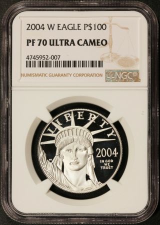 2004 - W U.  S.  $100 Platinum Eagle 1 Oz Proof Coin - Ngc Pf 70 Ucam