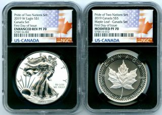 2019 W Canada Rcm Version Pride Of Two Nations Ngc Pf70 Set First Day Issue 10k